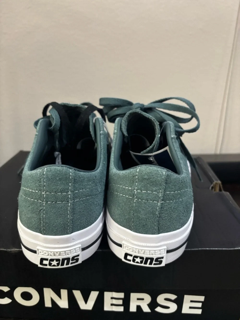 Converse Kids Teal Suede One Star Sneakers with Black Star - Picture 6 of 14